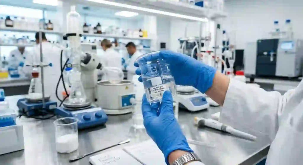 Formulator testing bioactive peptides for nutricosmetics to maximize elastin peptides skin benefits.