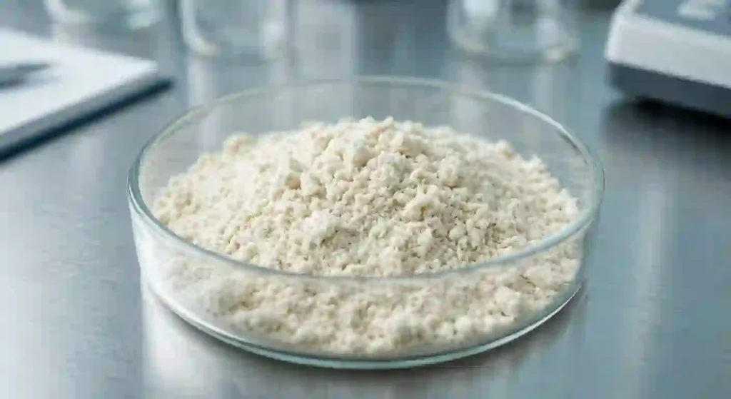 Premium bulk powder raw materials demonstrating various collagen peptides types for skin in an R&D lab setting.