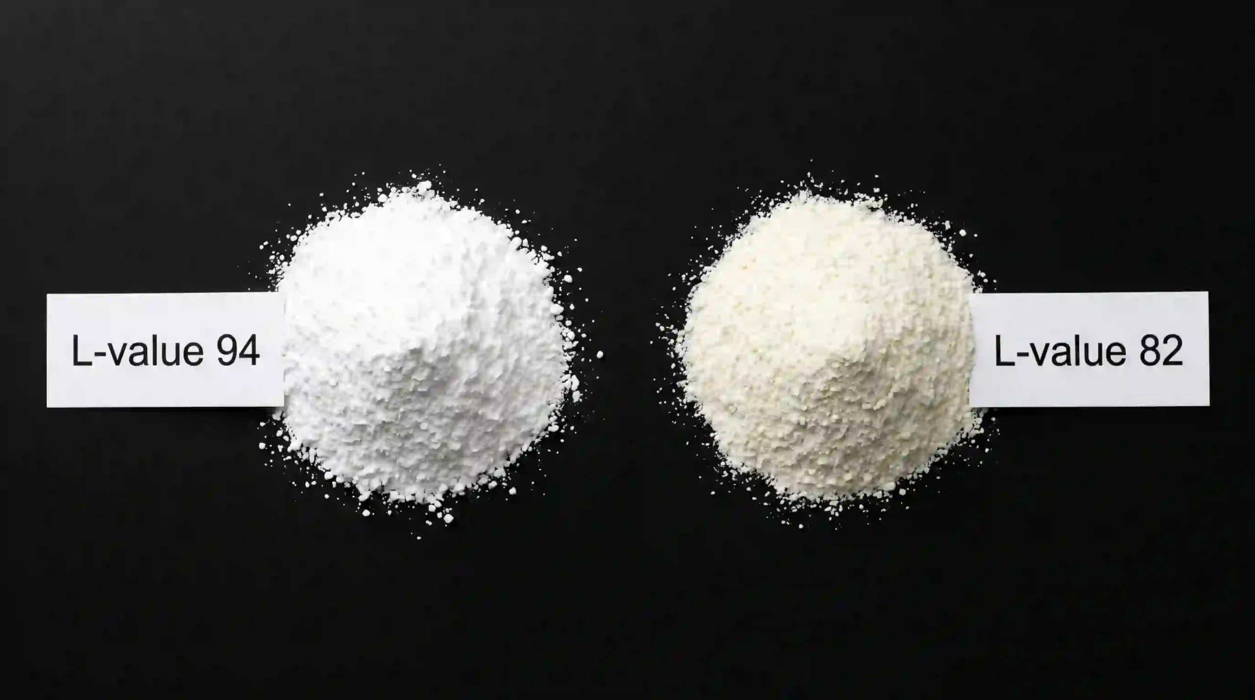 Bright white collagen powder L94 vs off-white L82 comparison