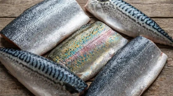 Fresh fish skin and scales used as raw material for marine collagen peptides