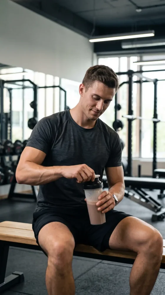 Sports nutrition protein supplement concept