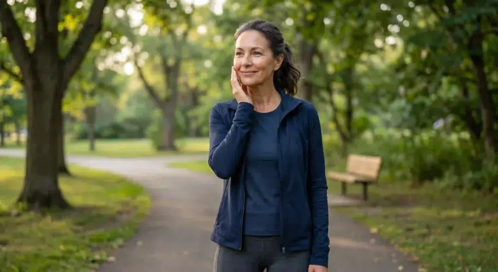Active senior woman with healthy skin, representing benefits of collagen for skin and joints