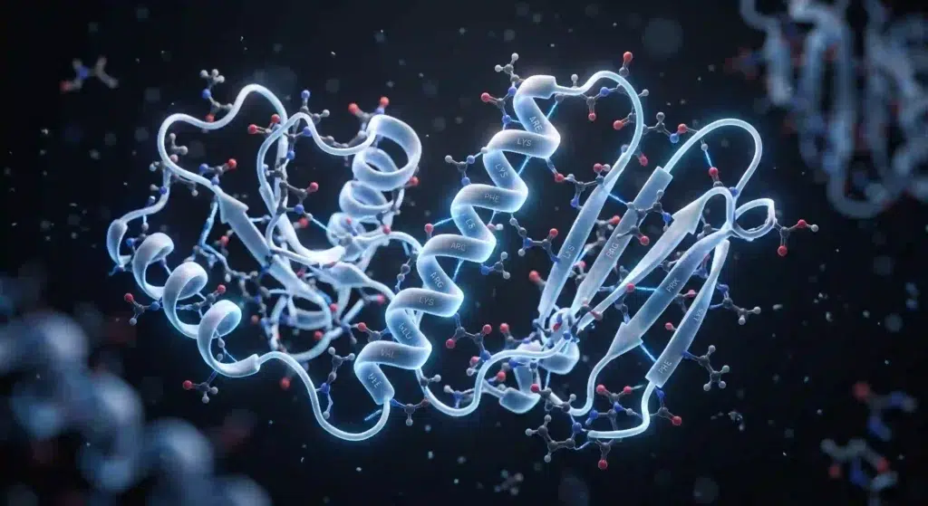 3D visualization of hydrolyzed beef protein peptide molecular structure