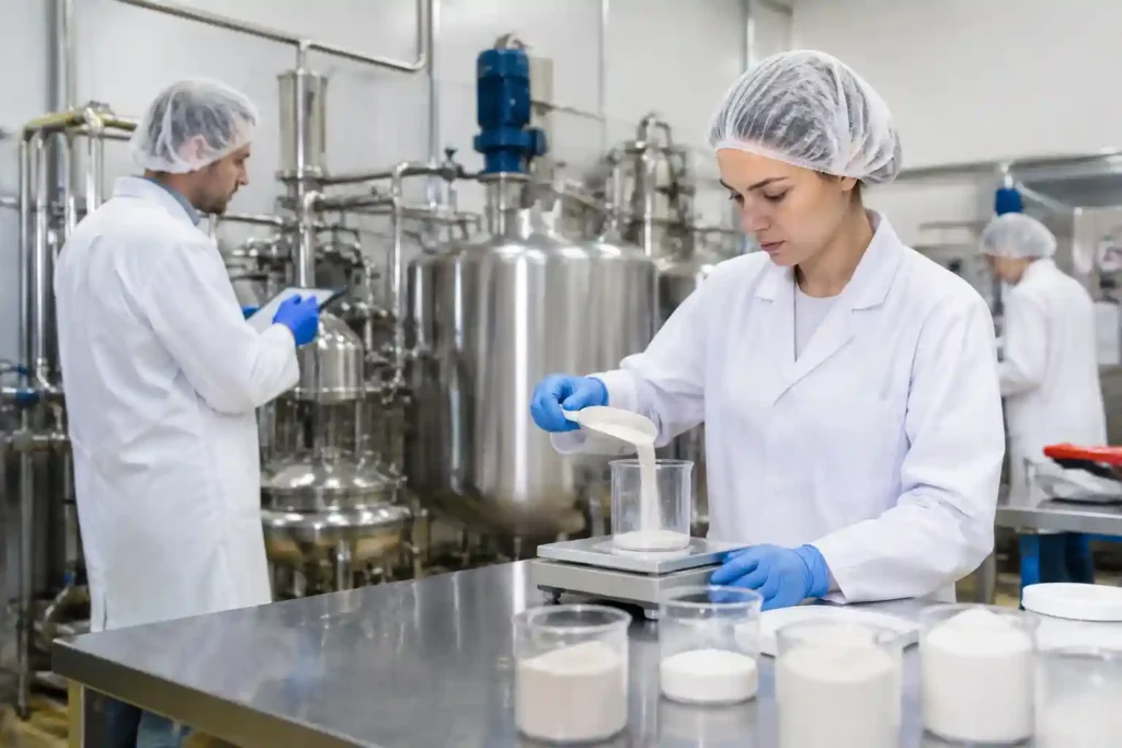 Real collagen peptide production process in a food science laboratory