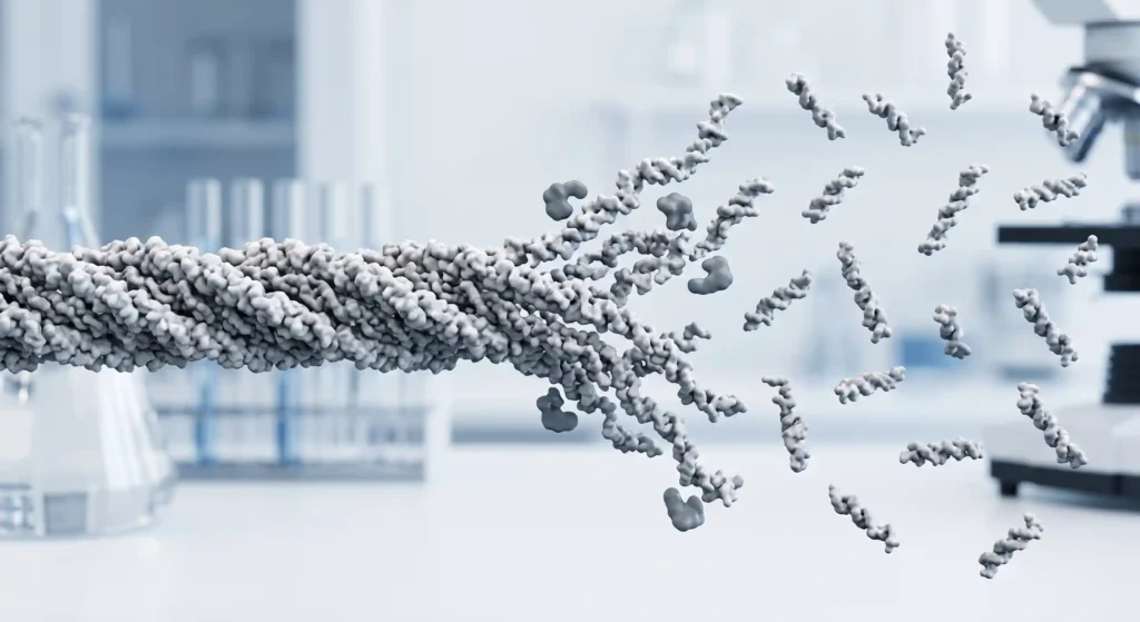 Difference between native collagen structure and hydrolyzed collagen peptide chains